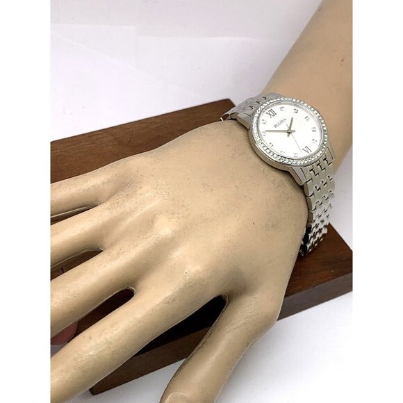 Bulova Women\'s Watch 96L297 Quartz Silver Dial Gemmed Stainless Steel 32mm main image 11